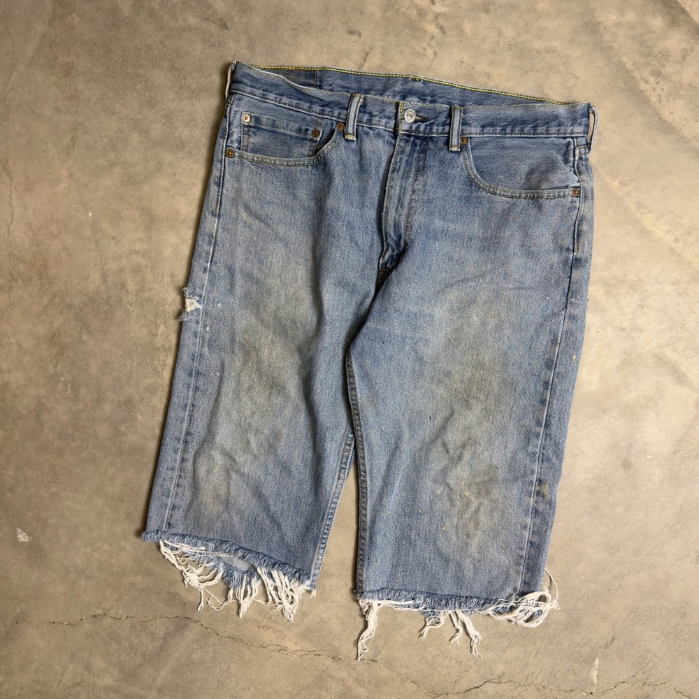 Levis 505 Cut Off Shorts Mens 36 Blue Baggy Grunge
